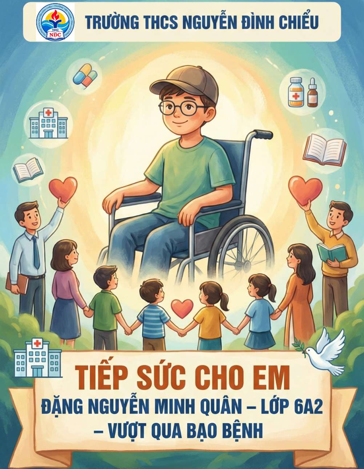 CHUNG TAY TIẾP SỨC CHO EM ĐẶNG NGUYỄN MINH QUÂN (LỚP 6A2) VƯỢT QUA BẠO BỆNH